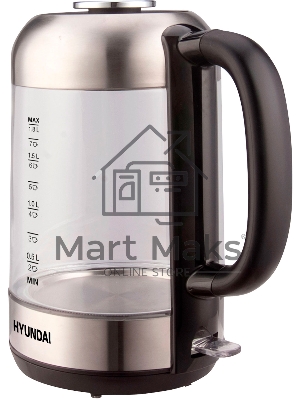 Чайник электрический Hyundai HYK-G4034 1.8л. 2200Вт черный/прозрачный (корпус: стекло)