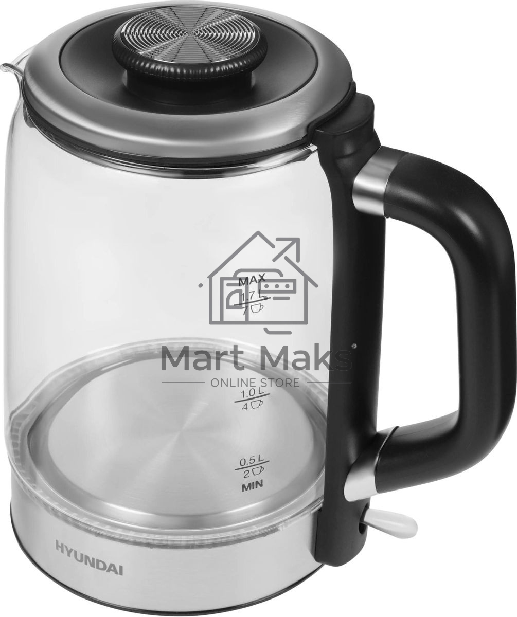 Чайник электрический Hyundai HYK-G5501 1.7 л, 2200 Вт, серебристый/черный