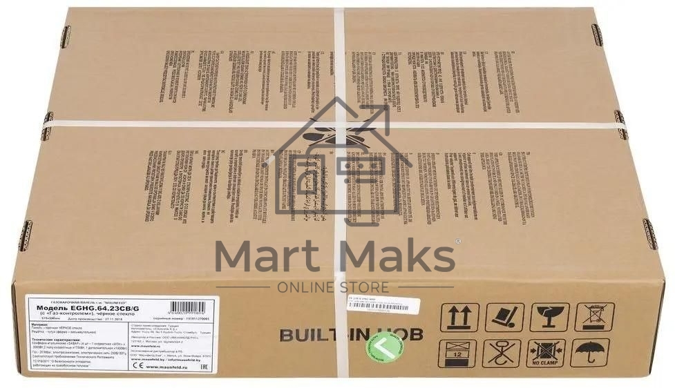 Газовая варочная панель Maunfeld EGHG.64.23CB/G, 4 конфорки, закаленное стекло, черный