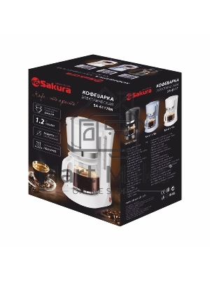 Кофеварка капельная Sakura SA-6117BL голубой, исп. кофе - молотый, 1.2 л, 700 Вт.