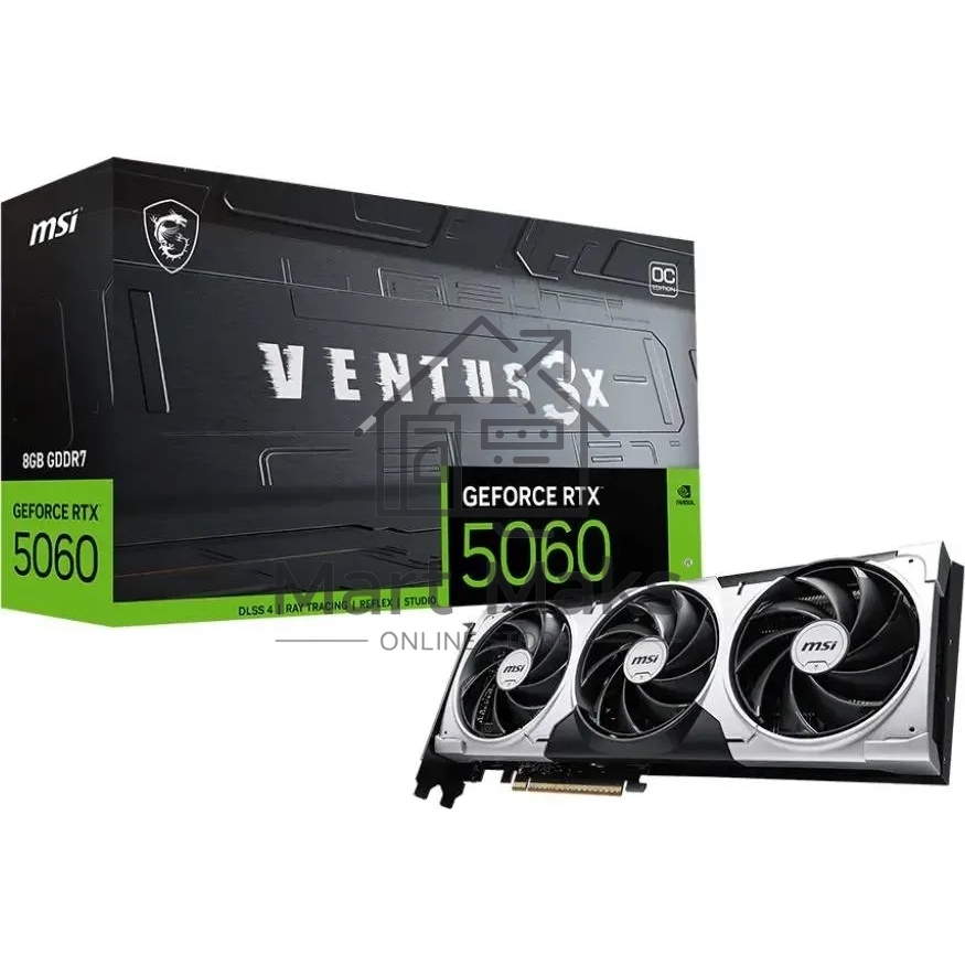 Видеокарта MSI PCI-E 5.0 RTX 5060 8G VENTUS 3X NVIDIA GeForce RTX 5060 8Gb 128bit GDDR6 2602/28000 HDMIx1 DPx3 HDCP Ret