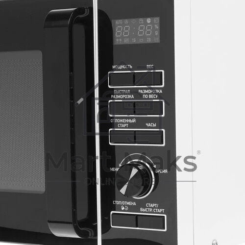 Микроволновая печь BBK 25MWS-970T/WB белый, 25 л, 900 Вт, переключатели - кнопки, поворотный механизм