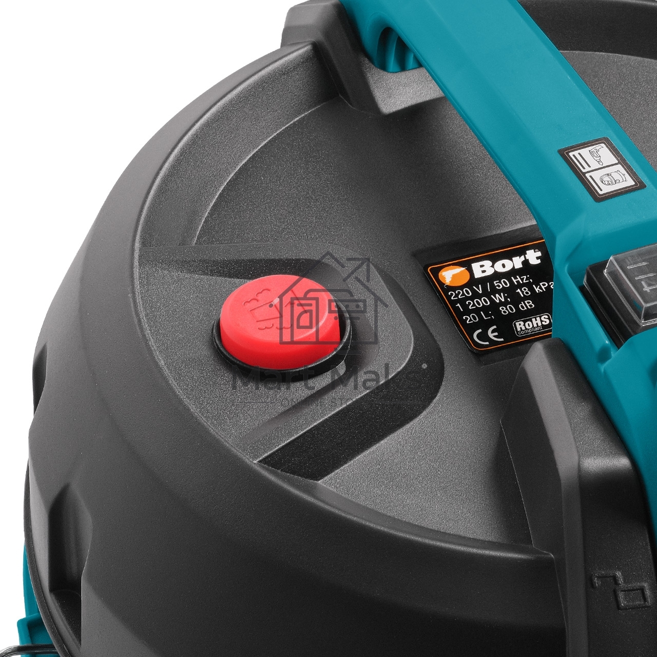 Строительный пылесос Bort BSS-1220 черный (93412598) 240/1200 Вт, уборка сухая/влажная, пылесборник мешок/контейнер, 20 л