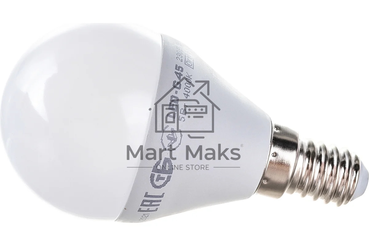 Лампа светодиодная ИЭК LLE-G45-5-230-40-E14 ECO G45 5Вт шар 4000К белый E14 450 лм 230-240В