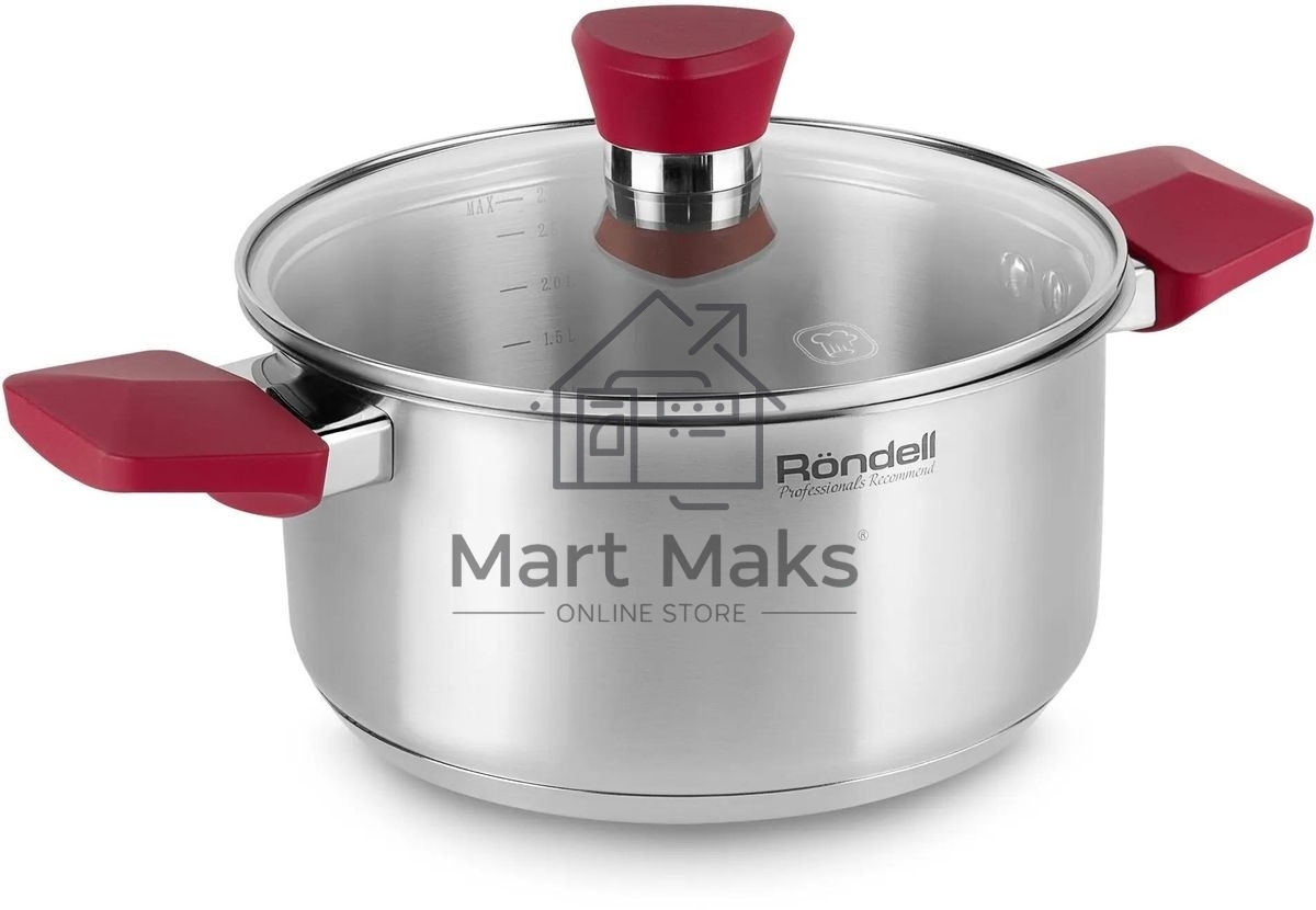 Кастрюля Rondell Strike RDS-813, 2л, 18см, с крышкой, стальной
