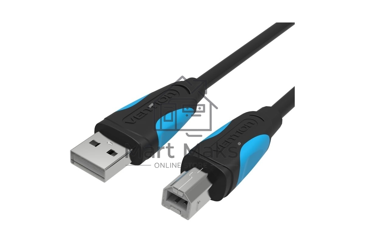 Кабель Vention USB 2.0 AM/BM - 3м. черный VAS-A16-B300