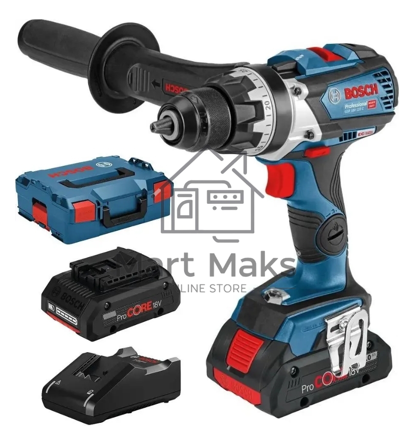 Дрель-шуруповерт Bosch GSR 18V-110 C, Аккумуляторная, 18В, 2 АКБ, Кейс