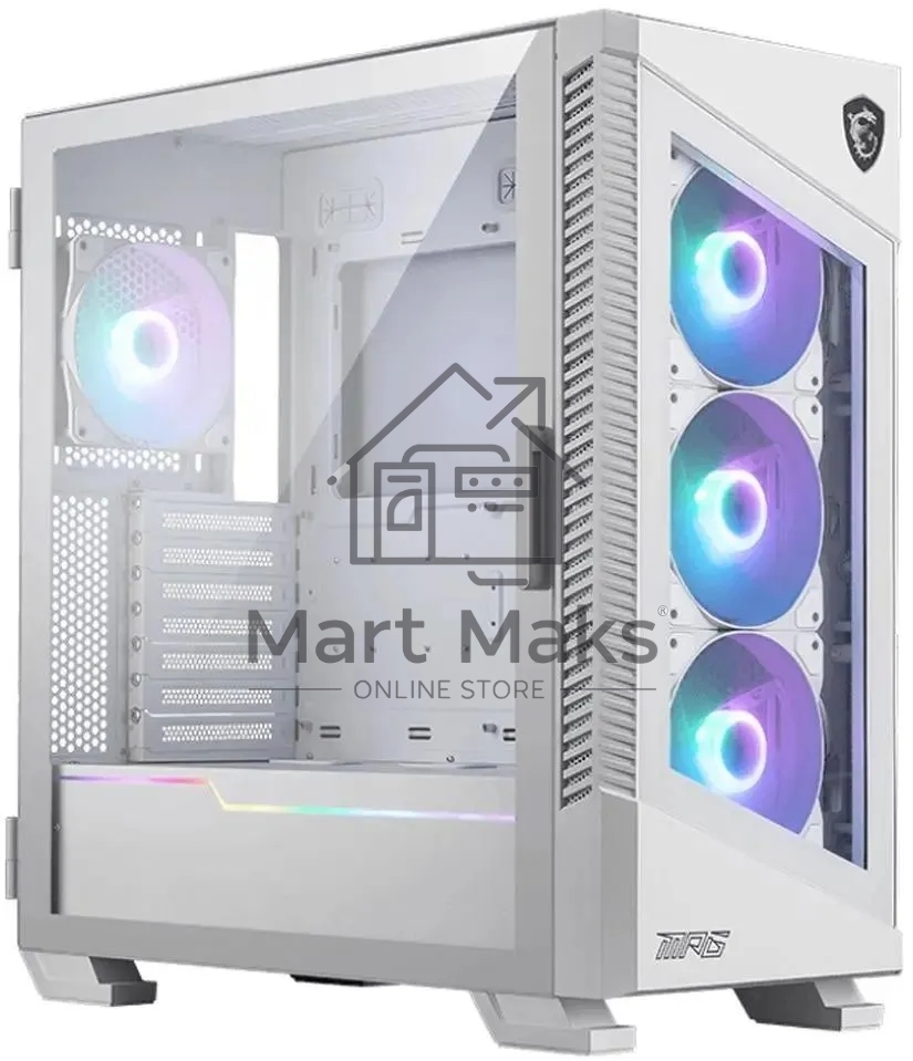 Компьютерный корпус MSI MPG VELOX 100R WHITE, Global, 2xUSB 3.0, 1xType C, 4x120mm ARGB Fan, ARGB