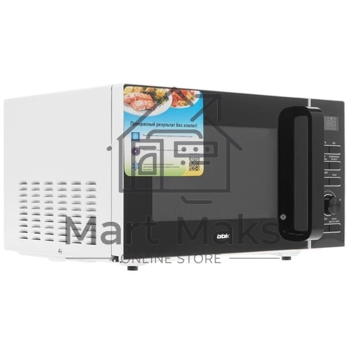 Микроволновая печь BBK 25MWS-970T/WB белый, 25 л, 900 Вт, переключатели - кнопки, поворотный механизм