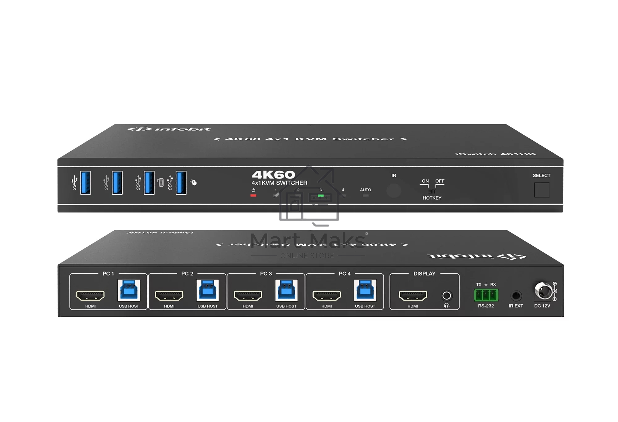 Коммутатор Infobit iSwitch 401HK 4K60 HDMI 4x1 KVM Switcher