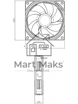 Кулер для корпуса Thermalright TL-S12R Reverse (120x120x25mm, 4-pin PWM, ARGB, 47.6CFM, 23.2dBA, 1500RPM, черный)
