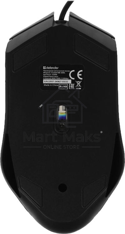 Мышь проводная Defender Flash MB-600L черный, 1200 dpi, USB, кнопки - 4