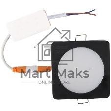 Св-к встраиваемый с подсветкой квадрат 7Вт 4500К 85мм черный IP40 General GLP-DECO-S2-7BT-IP40-4-BL