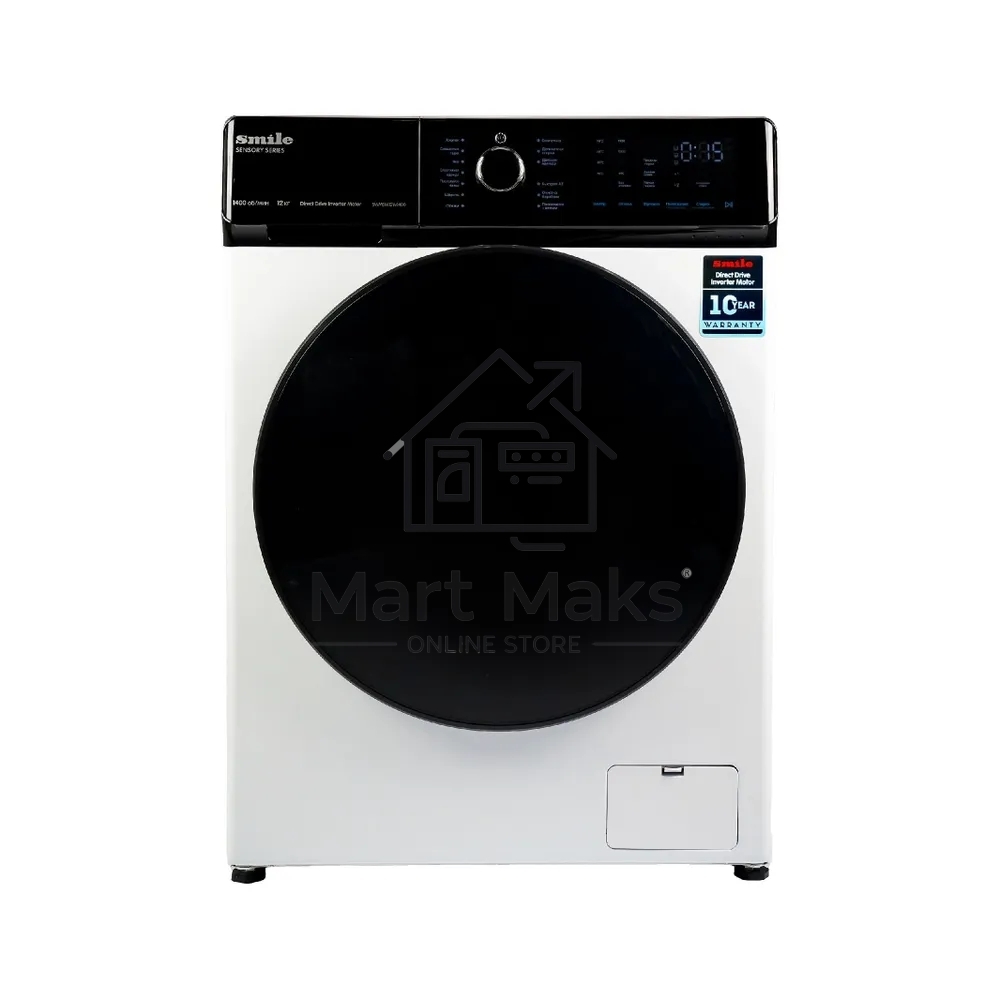 Стиральная машина Smile SWMSW12W1400 белый-черный, загрузка фронтальная 12 кг, 1400 об/мин, класс: А+++