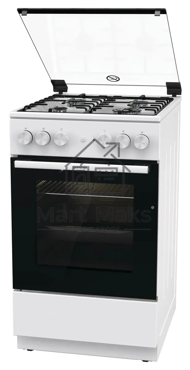 Плита комбинированная Gorenje GK5A21WH белый, конфорок 4 газовых, духовка 68 л, 50 см x 85 см x 59.4 см