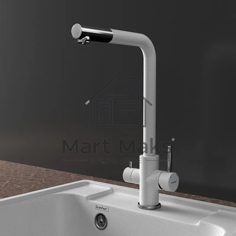 Кухонный смеситель GranFest Quarz GF-Z-5421, Г-образный, кран под фильтрованную воду, серый