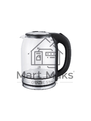 Чайник электрический HOMESTAR HS-1042 1,8 л,стекло,черный, 2200 Вт