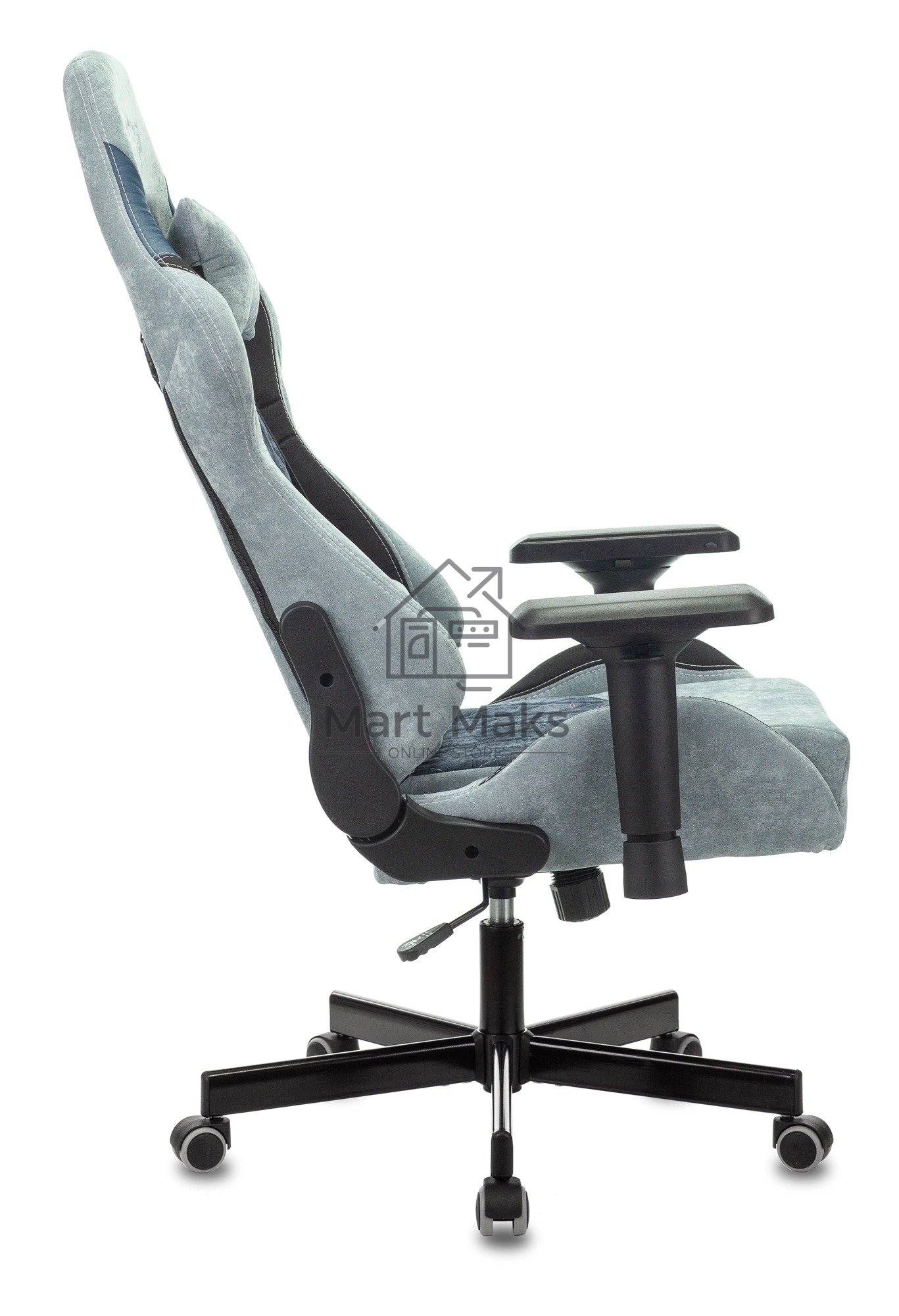 Кресло игровое Бюрократ VIKING 7 KNIGHT BL FABRIC синий текстиль/эко.кожа крестовина металл/пластик
