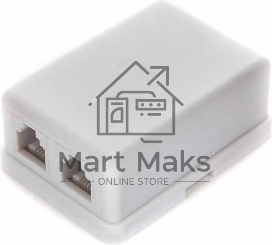 Розетка телефонная TA-102 RJ-11 (6P4C) внешняя 2 порта, белый