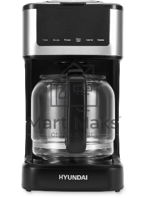 Кофеварка капельная Hyundai HYD-1212 черный/серебристый, исп. кофе - молотый, 1.8 л, 900 Вт.