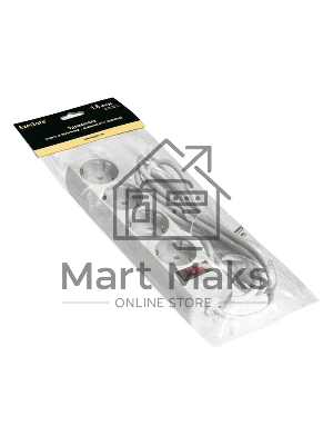 Удлинитель ExeGate EC-4-1.8W (EX279399RUS), белый, 1,8 м, евровилка с заземлением, 4 евророзетки с заземлением, 2200 Вт