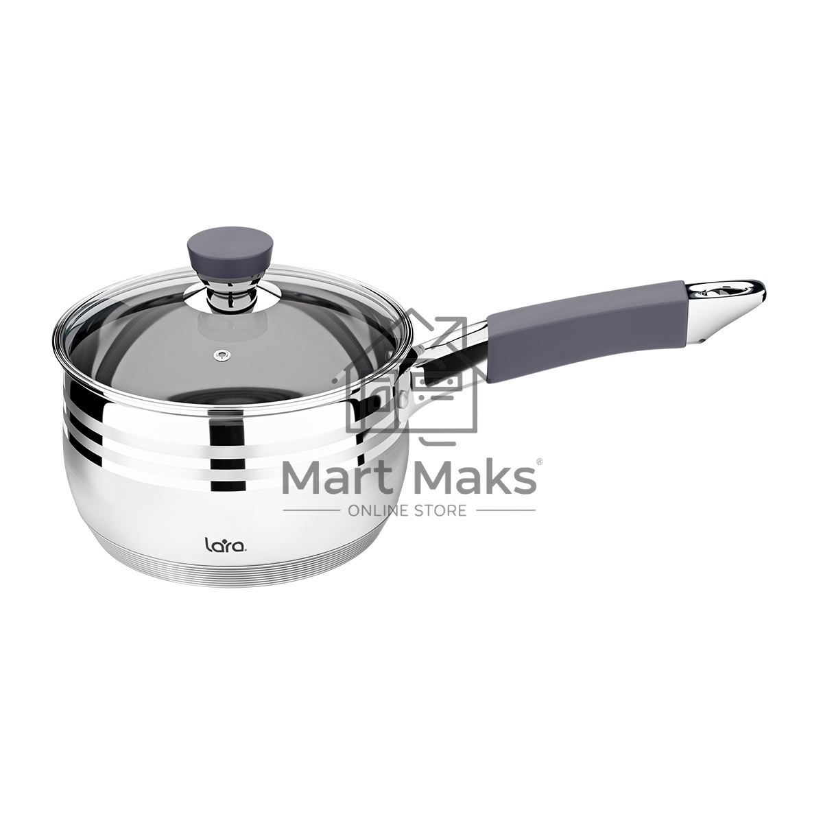 Сотейник LARA LR03-47 2.1 л, с крышкой, 16 см, нержавеющая сталь