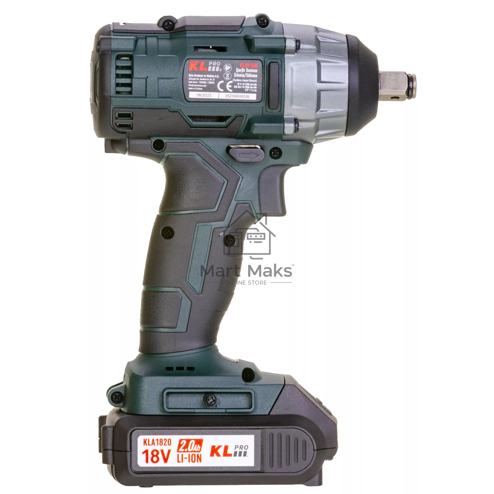 Профессиональный бесщеточный гайковерт аккумуляторный KLPRO KLSS18B-20 (18В, Li-ion-2шт, 2.0А·ч, 250Нм, 2 скорости, подсветка,З/У,в кейсе)
