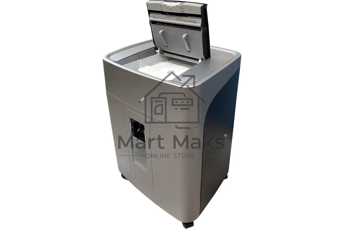 Шредер Office Kit SA375 серый/черный с автоподачей (секр.P-4) фрагменты 375лист. 42лтр. скрепки скобы пл.карты CD