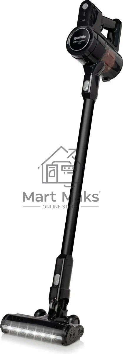 Пылесос вертикальный Gorenje SVC216FMLBKII черный, питание от аккумулятора, 121 Вт, уборка сухая, пылесборник 0.5 л, работа от АКБ max - 45 мин