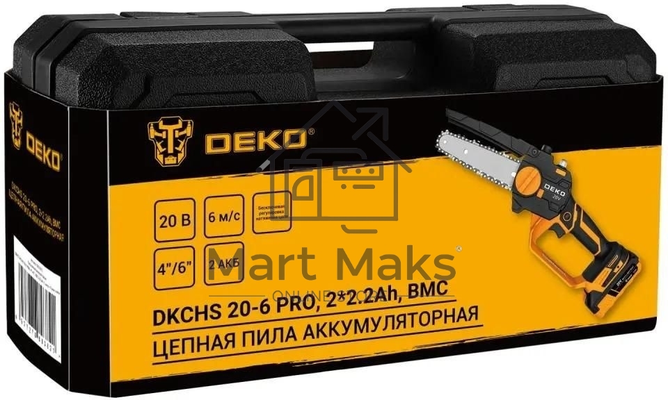 Пила цепная аккумуляторная DEKO DKCHS 20-6 PRO, 4