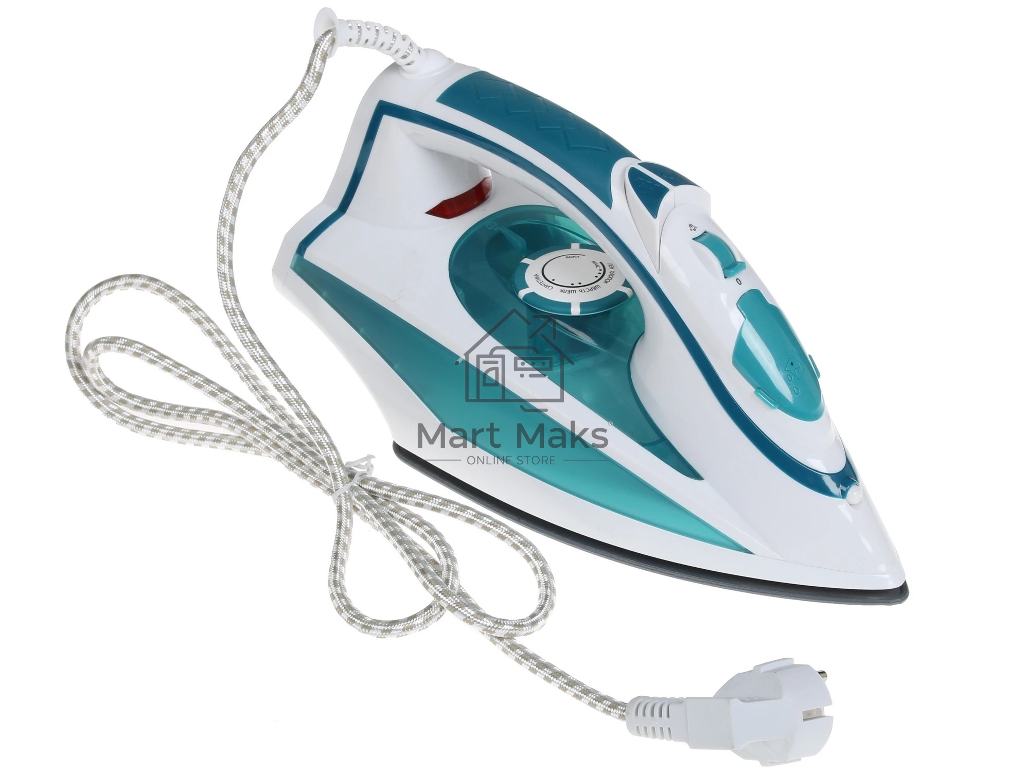 Утюг Delta LUX DL-352 бирюзовый (бирюзовый 2200 Вт, подошва с керамическим покрытием, сухое глажение, разбрызгивание воды, отпаривание, антинакипь, антикапля, паровой удар, самоочистка, вертикальное отпаривание, свет. индикатор,терморегулятор, мерный стак