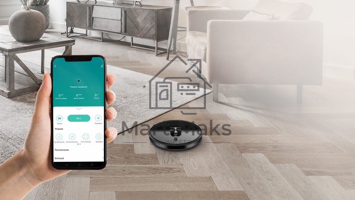 Робот-пылесос TopDevice TDSRC003_BK черный, 40 Вт, 2600 мА·ч Li-Ion, уборка влажная/сухая, пылесборник контейнер 0.4 л
