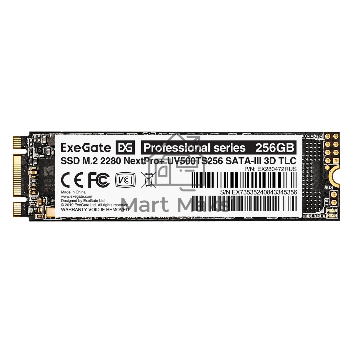 Накопитель SSD ExeGate NextPro+ UV500TS256, 256Gb, SATA III, M.2 2280, R/W 561/500