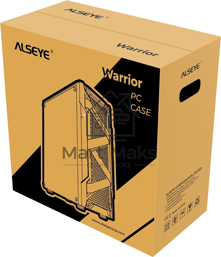 Компьютерный корпус ALSEYE Warrior-B Mini-ITX/Micro ATX/ATX, USB2.0*2+HD Audio+USB3.0*1, 