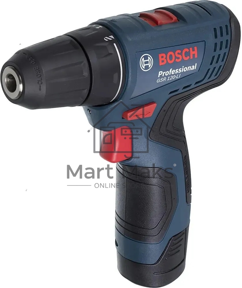 Дрель-шуруповерт Bosch GSR 120-LI C, Аккумуляторная, 12В, 2 АКБ, Кейс