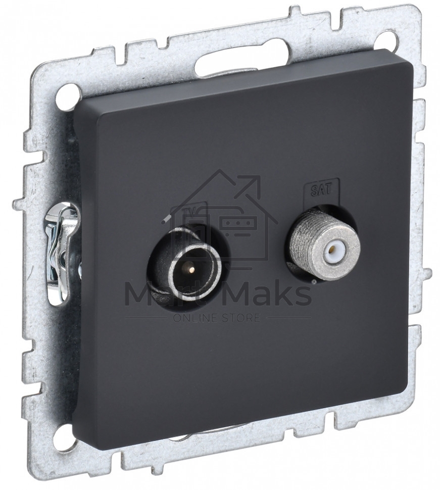 Розетка телевизионная двойная TV+SAT IEK BRITE РТВ/РСп12-БрГ графит