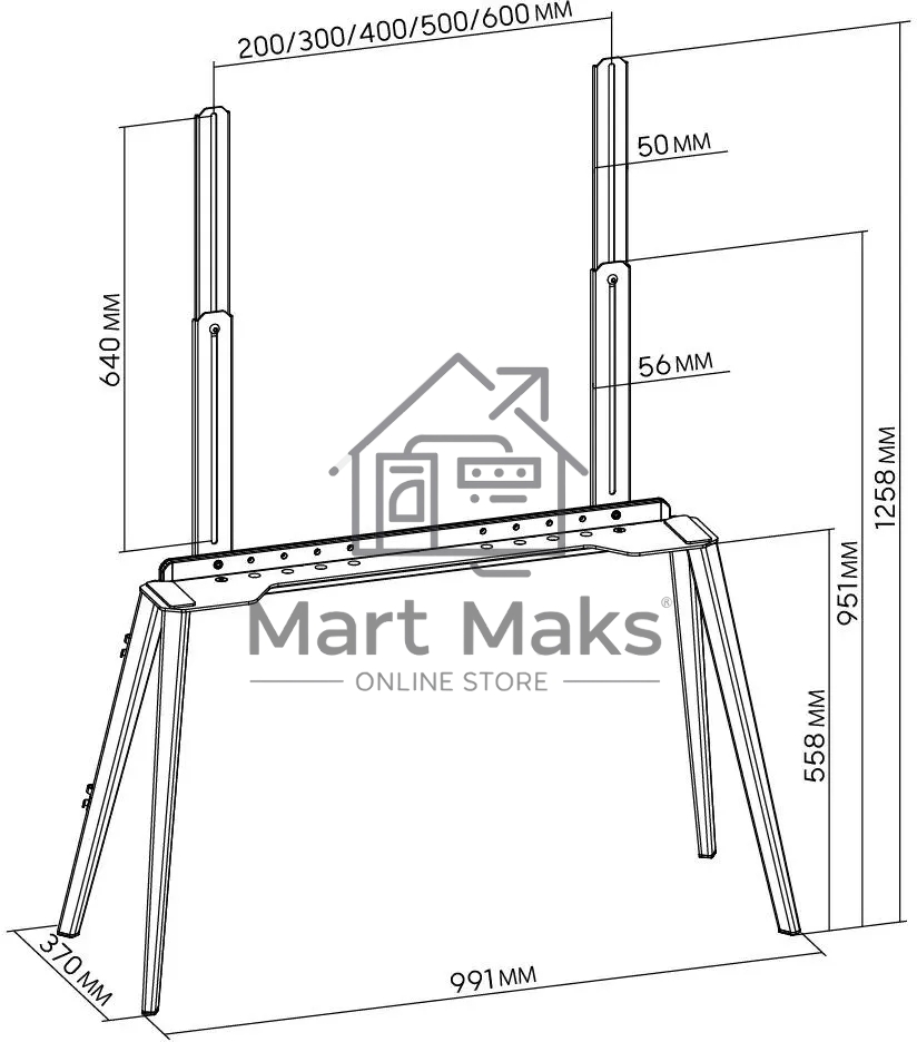 Подставка для телевизора Cactus CS-ST3646BKWN черный/орех, 49