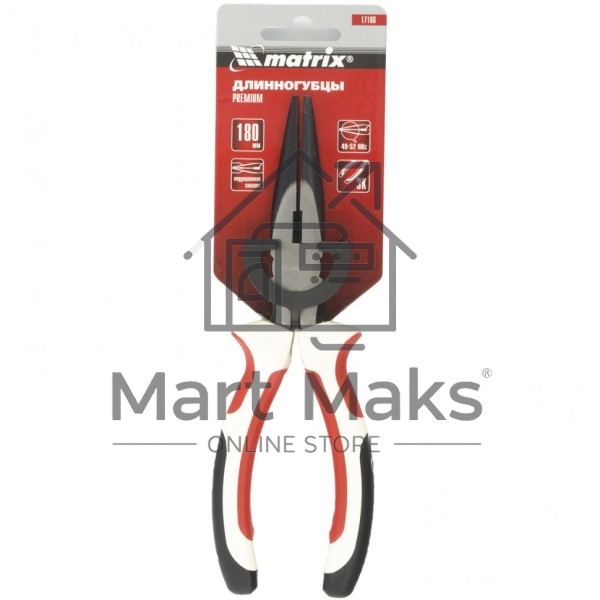 Длинногубцы Matrix Premium 17186 180 мм, прямые, трехкомпонентные рукоятки