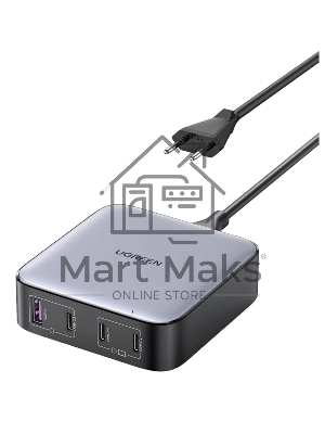 Сетевое зарядное устройство на рабочий стол 100Вт Ugreen CD328, 1хUSB-A, 3хUSB-C, PD 3.0, QC 4.0+, GaN, Space Gray (90928)