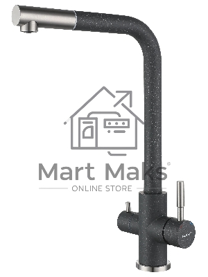 Кухонный смеситель GranFest Quarz GF-Z-5421, Г-образный, кран под фильтрованную воду, темно-серый