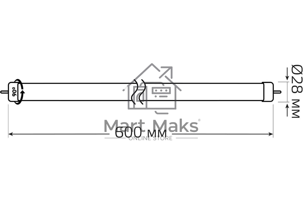 Лампа светодиодная Gauss Elementary T8 10Вт 4000К G13 780лм 600мм стекло поворотная 93020-R
