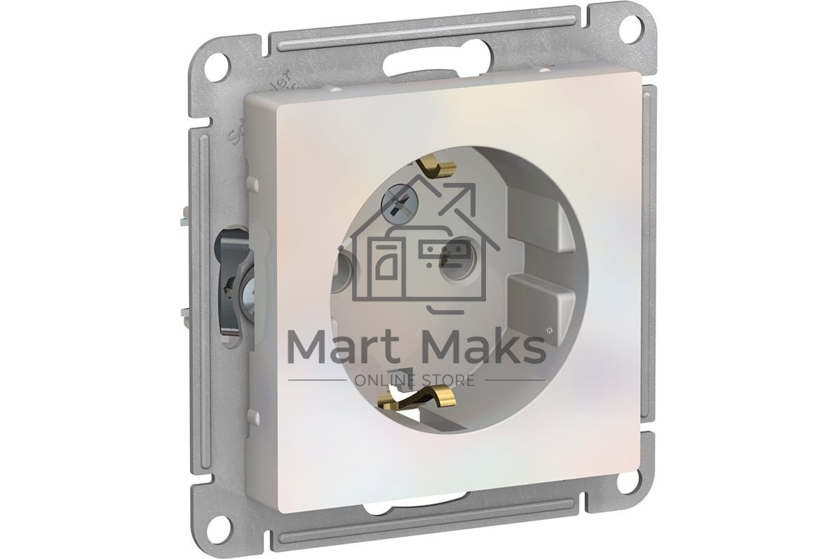 Механизм розетки 1-м СП AtlasDesign с заземл. 16А жемчуг SchE ATN000443