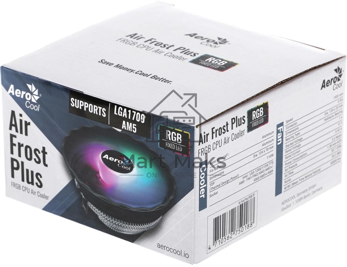 Кулер для процессора Aerocool/Formula Air Frost Plus серебристый, 120 мм, алюминий, 1500 об/мин, 24.2 дБ, 3 pin, 110 Вт, 70 мм