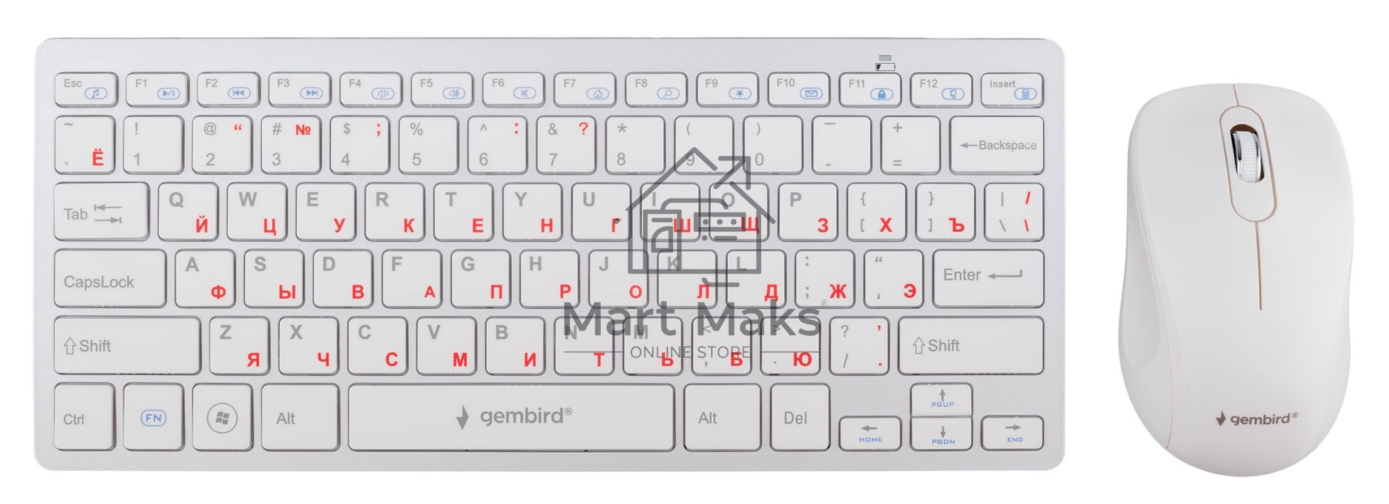 Комплект клавиатура+мышь Gembird KBS-7001-RU беспроводной, USB, 1600 DPI, белый