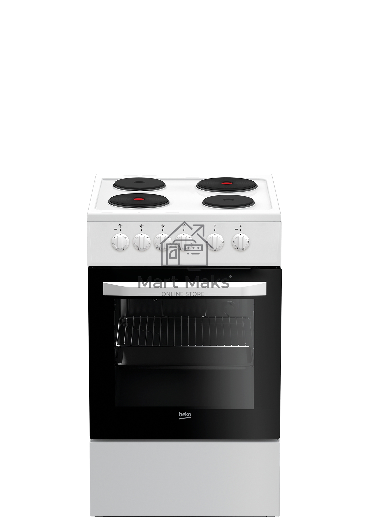 Плита электрическая Beko FFSS56000W белый, конфорок 4 шт, духовка 60 л, 50 см x 85 см x 60 см