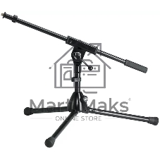 Низкая микрофонная стойка K&M 25910-300-55 высота 280 мм, длина стрелы 525 мм, металлические узлы, складная конструкция, материал стойки - сталь, цвет черный