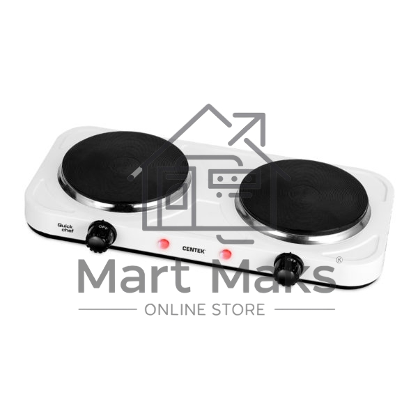 Плита электрическая Centek CT-1507 белый, конфорок 2 электрических, 42 см x 5 см x 22 см