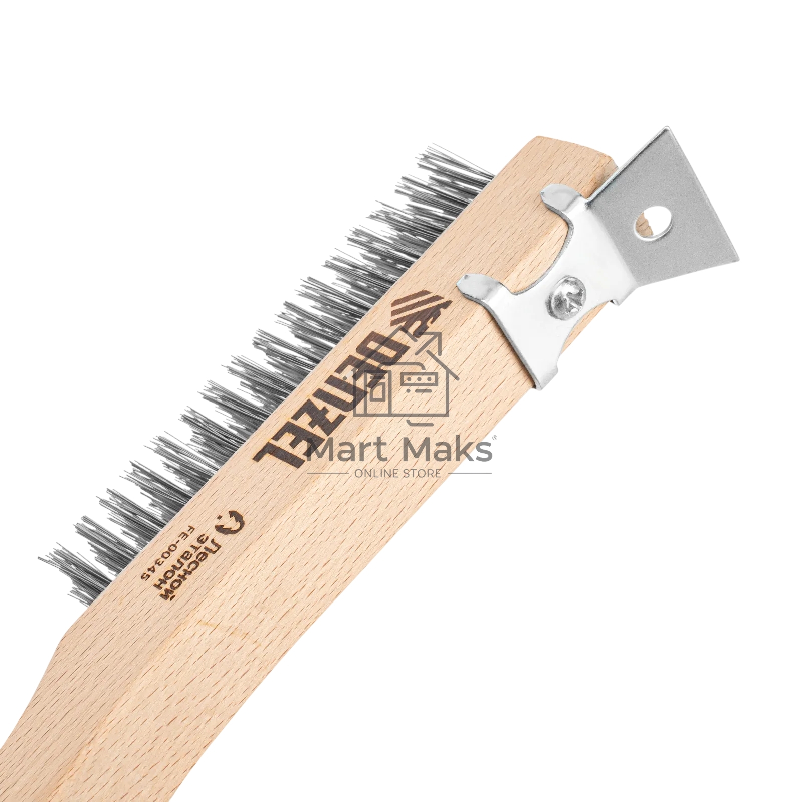 Щетка зачистная Denzel 4-х рядная, проволока из нержавеющей стали с деревянной ручкой скребок, EFP