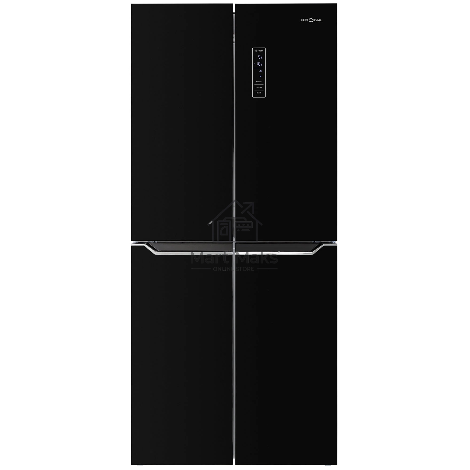 Холодильник KRONA EISKALT 7970 XD TNF GLASS BL Cross Door черный трехкамерный 268/133л морозилка снизу, No Frost, Side by Side