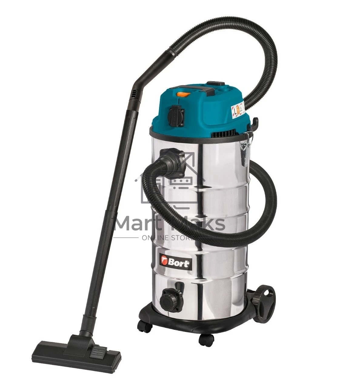 Строительный пылесос Bort BSS-1640-STORM синий, 270/1600 Вт, уборка сухая/влажная, пылесборник мешок/контейнер, 40 л